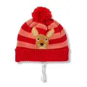 All Day Trail Mates Striped Kangaroo Dog Beanie Red