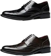 ZJSCNBE Business Men's Casual Leather Shoes Men's Genuine Leather Gentleman Brock Men's Leather Shoes Trendy Dress Shoes(Black,41)