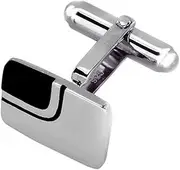 [Select Gifts] Box Set Shirt Black Tie Napkin Hook Silver and Onyx Rectangular Corner Cufflink