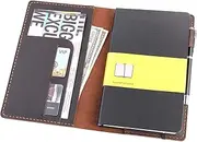 Leather Journal Cover for Moleskine Large Size Hard Cover Notebook, Handmade Vintage Leather Cover for 5"x8.25" Hardback Notebooks - Coffee