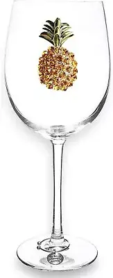 THE QUEENS' JEWELS Pineapple Jeweled Stemmed Wine Glass, 21 oz. - Unique Gift fo