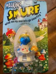 Vtg Smurfs SMURFETTE Wind-Up Walking Action Figure Peyo Schleich Galoob 1982