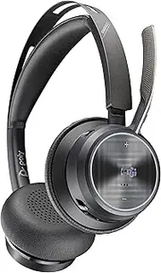 Poly - Voyager Focus 2 UC USB-A Headset (Plantronics) - Bluetooth Dual-Ear (Stereo) Headset with Boom Mic - USB-A PC/Mac Compatible - Active Noise Canceling - Works with Teams (Certified), Zoom & more, Black, Standard