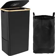 ZLHETWT Recycling Bin Storage Recycling Bin with Lid and Bamboo Handle Recycle Bin Indoor Kitchen Indoor Large Recycling Storage Container with Lid Reusable Removable Inner Bag Bottle Jar Glass