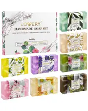 Lovery Handmade Soap Set, 8pc Variety Bath Soap Box with Essential Oils