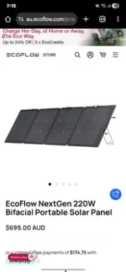 ECOFLOW 220W 21V NextGen Foldable Solar Panel Portable Power Supply for Outdoor
