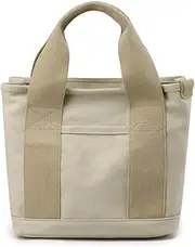 [Dan Dan] Multi-Compartment Canvas Tote Bag, Large Capacity for Umbrella/Phone/Wallet/Perfume, Minimalist & Portable