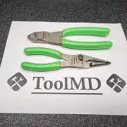 Snap-on Tools 2pc GREEN 7" Long Nose Slip-Joint Pliers & Diagonal Cutter LN46ACF