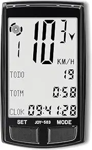 Bicycle Computer and Odometer Wireless Large Display 3.3 Inch MPH KM/H Speed Meter with Alarm Clock Automatic Speed Tracking Old Fashioned Multifunction