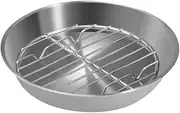 Kisangel 1 Set Multi Function Stainless Steel Baking Tray and Rack Durable Grill Plate with Wire Rack for Outdoor Cooking and Baking for Grilled Meat Fish and Vegetables