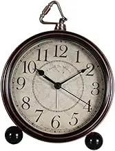 HAMPPLIES 1pc Retro Mute Metal Alarm Clock Stylish Desktop Clock for Home Decor Battery Not Included Vintage Design for Bedroom and Office for