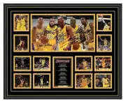 LA LAKERS KOBE BRYANT LEBRON JAMES SHAQ MAGIC SIGNED LTD ED FRAMED MEMORABILIA