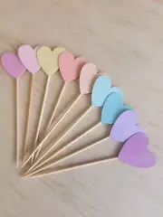 Pastel Love heart topper - love heart cupcake topper 12pcs