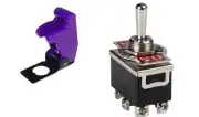 1 PC DPDT HEAVY DUTY TOGGLE SWITCH 20AMP@125VAC PURPLE COVER # ST77/66-5009