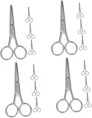 VICASKY 4sets Stainless Steel Eyebrow Scissors Rounded Tip Small Trimmers for Precise Grooming Safe Design for Touch Ups for Eyebrow and Facial Hair Care 4pcs*4