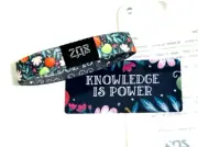ZOX **KNOWLEDGE IS POWER** Silver Single large NIP Wristband w/Card