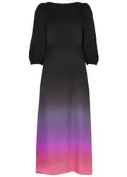 Olivia Rubin Lara Ombré Satin Midi Dress - Black - 10 (UK10 / S) 10 (UK10 / S)