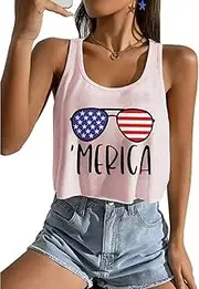 [SODSHY] Women's Plus Size Tops USA Shirt Memorial Day Red White and Blue Patriotic Shirts American Flag Graphic Tank Tops, S3-pink-3, 3X-Large