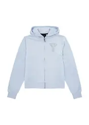 Juicy Couture Kids Logo Hooded Velour Sweatshirt (7-16 Years) - Blue Light - 7-8Y (7 Years) 7-8Y (7 years)