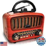 Vintage Radio Retro Bluetooth Speaker, AM/FM/SW Portable Radio 5W Large Speak