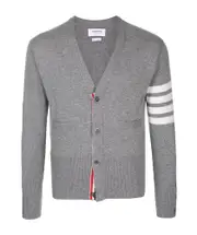 Thom Browne 4-Bar Stripe Cardigan 2,3,4 light gray