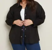 Ladies plus size 20 Autograph black shacket mock suede jacket coat New