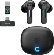 Middle Rabbit SW5 2.4G Wireless Gaming Earbuds with Mic, 20ms Low Latency, Dongle & Bluetooth 5.4 Dual-Mode Headphones, 4 Built-in Microphones, Compatible with PC PS5 PS4 Desktop Computer VR