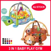 Baby Activity Gym Infant Floor Mat Ocean Ball Play Pit Pool Toys 3 in 1 Playpen