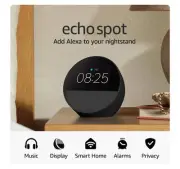 Amazon Echo Spot (2024 release) Smart alarm clock, vibrant sound Black + Alexa