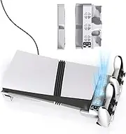 GETBSTOOP PS5 Slim/PS5 Pro Stand and Cooling Station with Controller Charging, PS5 Controller Charger, PS5 Horizontal Stand with 3-Level Cooling Fans, PS5 Slim/PS5 Pro Accessories