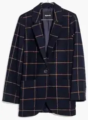 NWT Madewell Plus Larsen Blazer in Windowpane Dried Cedar Size 2X