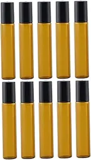 PACKOVE 10pcs Refillable Glass Roller Bottles with Lid for Essential Oils Compact Leak Design for Perfume Skincare Products Travel Accessory