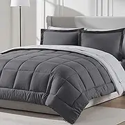 Nestl King Size Comforter Set 7 Pieces - Reversible King Comforter Set Dark Grey, Bed in a Bag King, All Season King Bed Set, King Bedding Set with Flat Sheet, Fitted Sheet, Pillowcases and Shams