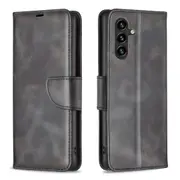 For Samsung Galaxy A55 5G Case Lambskin Textured PU Leather Wallet, Black