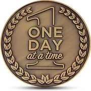 Serenity Prayer and One Day at a Time Coin, Recovery Chip Pocket Token, Antique Gold Plated Recovery Challenge Coin, Gift of Peace and Sobriety