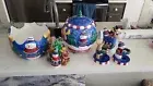 Snowman & Moose Holiday Set-Cookie Jar, Bowl, Cheese Knife Set, Candlesticks