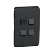Clipsal Iconic Series Cover Frame - 4 Switches - Iconic Black - 3044C-XB