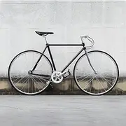 Vintage Fixie Bike 700C Bicycle Frame Track Single Speed Fixed Gear Retro Commuter with Straps Pedals Gooseneck Stem V-Brake