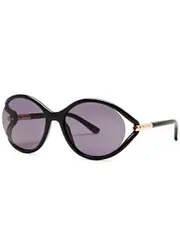 Tom Ford Melody Round-frame Sunglasses, Sunglasses, Black, Round Frame, Designer-engraved Lens, 100% UV Protection ONE SIZE