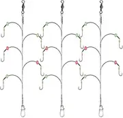 Fishing Hook with Leader,5 Hooks Fishing Rig-7 Strands Nylon Coated Fishing Leader with Swivle,Snap,Hooks