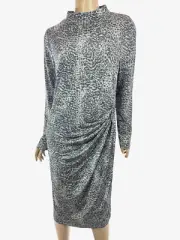 Christian Siriano for Lane Bryant Sz 14 Sheath Dress Gray Long Sleeve Poly/Spand