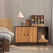CostwayCat Litter Box Enclosure with Divider for Large Cat &amp; Kitty-Coffee