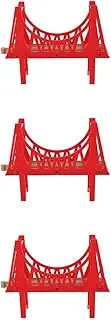 LUOZZY 3pcs Wooden Double Train Track Bridge Red Sea Crossing Bridge Model Fun Railway Accessories for Kids