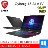 msi微星 Cyborg 15 AI A1VEK-015TW 15.6吋 黑 筆電(16G/1TB SSD)