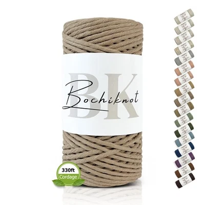 Buttercream Macrame Cord 4mm x 109yds Single Strand Cotton Rope for Crafts