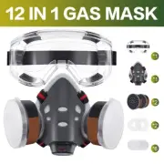 Respirator Gos Mask With Filters Reusable Full Face Cover With Safety Glasses