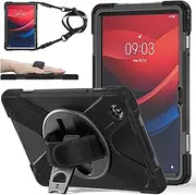 [zenrich] Case for Lenovo Tab M11 (2024) TB-330FU | Xiaoxin Pad 2024 11 inch TB-331FC with Screen Protector Pen Holder | 3 Layer Shockproof Rugged Rubber Protective Case with Shoulder Strap, Black