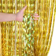 Shimmer Gold Foil Rain Fringe Curtain