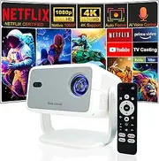 Netflix-Licensed Mini Projector WiFi and Bluetooth: Native 1080P Full HD Portable Projector - Auto Focus Movie Projector for Android iPhone TV HDMI