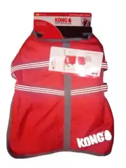 New KONG Red Rip-Stop Dog Blanket Coat, Small, 14-17” Reflective Jacket Coat